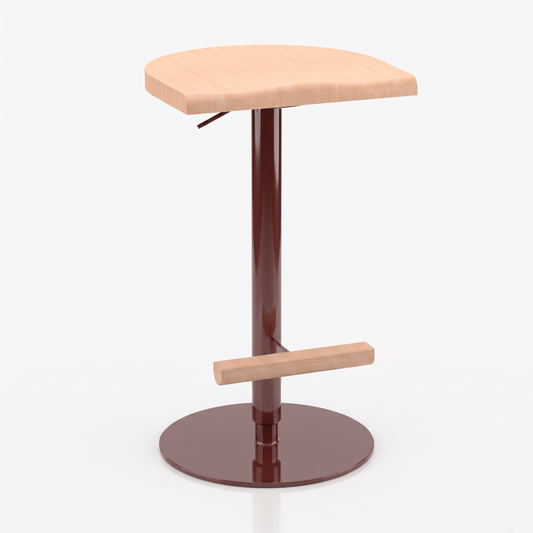 Tabouret haut réglable Camarade en hêtre massif et acier, design BIG-GAME, édition Antifer — vue studio | Antifer