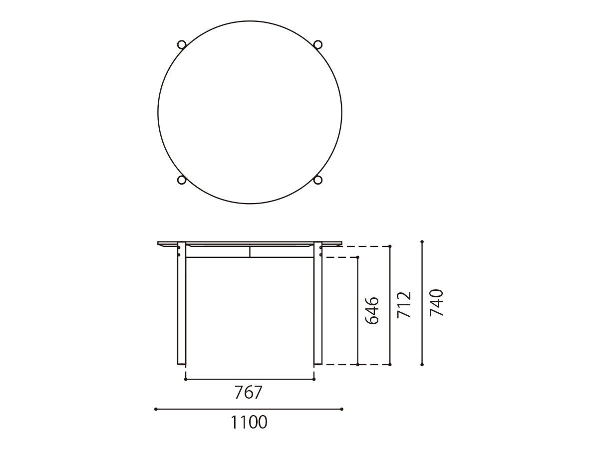 Table ronde Castor 110 en chêne massif, BIG-GAME pour Karimoku New Standard — vue studio n°7 | Antifer