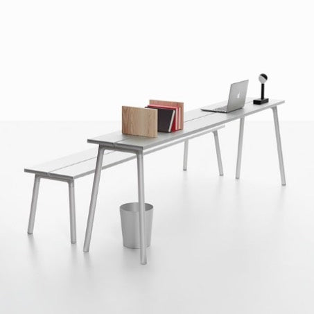 Console Run Emeco con panca e computer — alluminio — design Sam Hecht & Kim Colin | Antifer