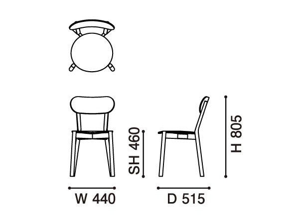 Chaise Castor Plus en chêne massif, BIG-GAME pour Karimoku New Standard — vue studio n°16 | Antifer