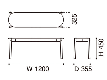 Banc de table Castor en chêne massif, BIG-GAME pour Karimoku New Standard — vue studio n°18 | Antifer