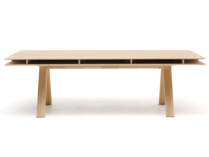 Bureau Spectrum à plan double et casiers ouverts en chêne clair, Geckeler Michels — vue studio de face n°12 | Antifer