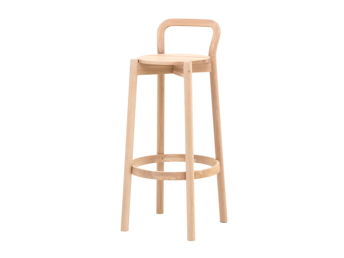 Tabouret de bar Castor à dossier, finition Pure Oak — Karimoku New Standard | Antifer