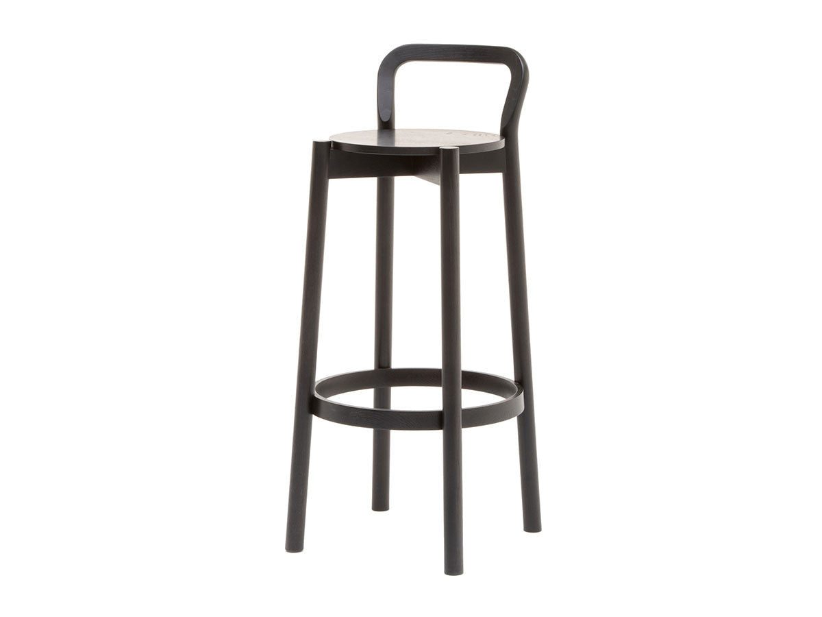 Tabouret de bar Castor à dossier, finition Grain Matt Black — Karimoku New Standard | Antifer