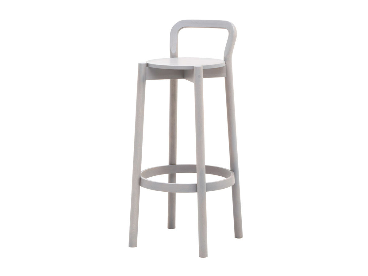 Tabouret de bar Castor à dossier, finition Grain Gray — Karimoku New Standard | Antifer