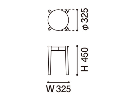 Tabouret Castor Plus — plan coté : assise de 325 mm de diamètre, hauteur 450 mm | Antifer