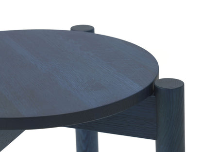 Tabouret Castor Plus — détail de l'assise ronde bleu indigo et des tenons | Antifer