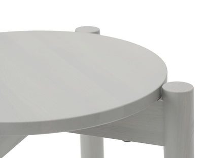 Tabouret Castor Plus — détail de l'assise ronde gris clair et des tenons apparents | Antifer