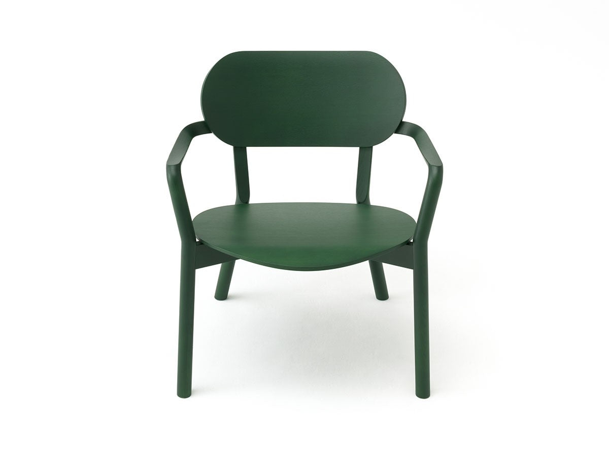 Fauteuil bas Castor vert foncé, BIG-GAME pour Karimoku New Standard — vue studio de face n°1 | Antifer