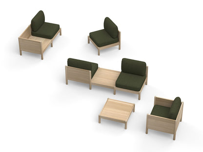 Composition Castor Lobby Sofa verte vue en plongée, modules et table basse — vue studio n°5 | Antifer