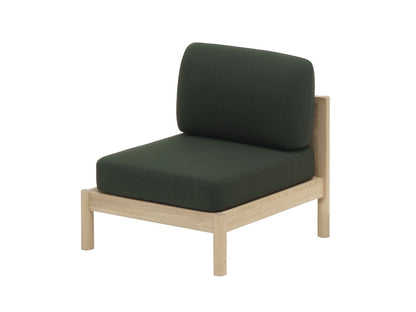 Module simple Castor Lobby Sofa en chêne à coussins verts, BIG-GAME — vue studio n°1 | Antifer