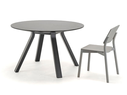 Table ronde Spectrum ST 120 noire avec chaise Colour Wood grise, Geckeler Michels — vue studio n°5 | Antifer