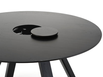 Table ronde Spectrum ST 120 — détail du couvercle circulaire ouvert sur le plateau teinté noir | Antifer