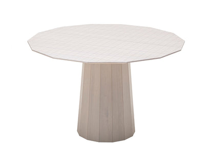 Table Colour Wood ø120 à plateau quadrillé, Scholten & Baijings — vue studio de trois quarts n°22 | Antifer