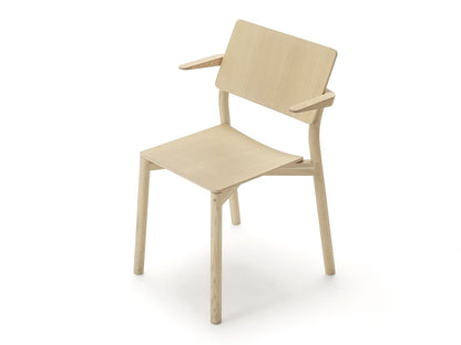 Fauteuil Panorama en chêne clair, Geckeler Michels pour Karimoku New Standard — vue studio de trois quarts n°25 | Antifer