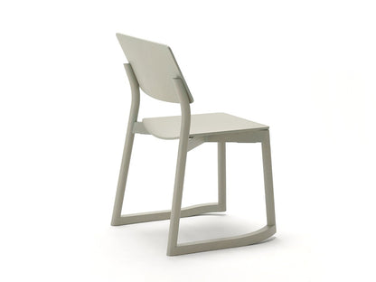 Chaise Panorama à patins gris clair, Geckeler Michels — vue studio de profil arrière n°28 | Antifer