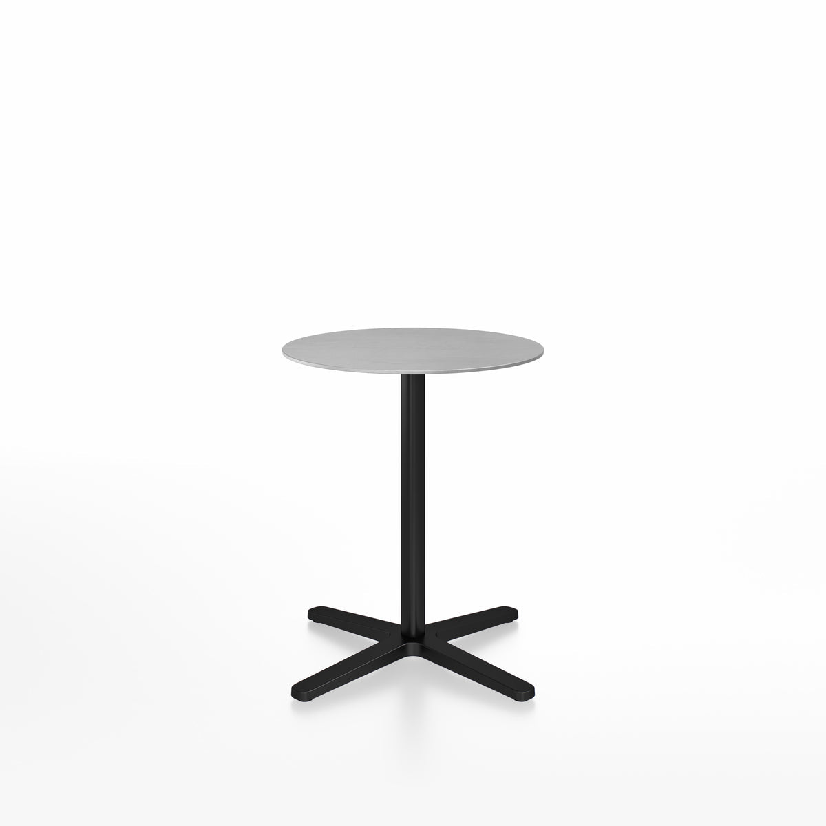Table café Emeco 2 Inch base étoile ronde Ø 60 cm, plateau aluminium brossé, base noir