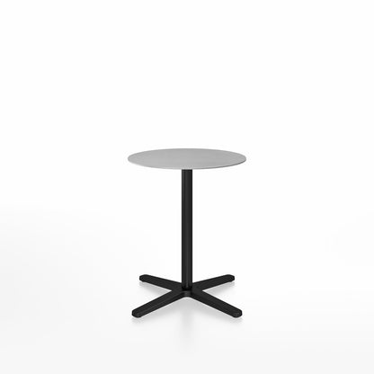 Table café Emeco 2 Inch base étoile ronde Ø 60 cm, plateau aluminium brossé, base noir
