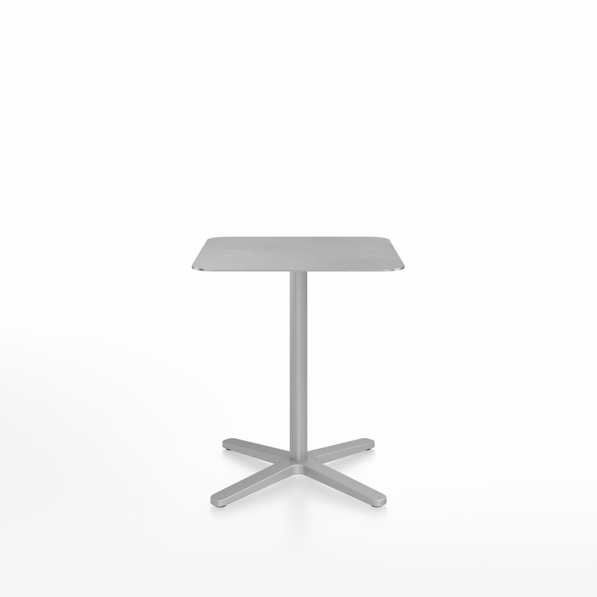 Table café Emeco 2 Inch base étoile carrée 60 cm, plateau aluminium brossé, base argent