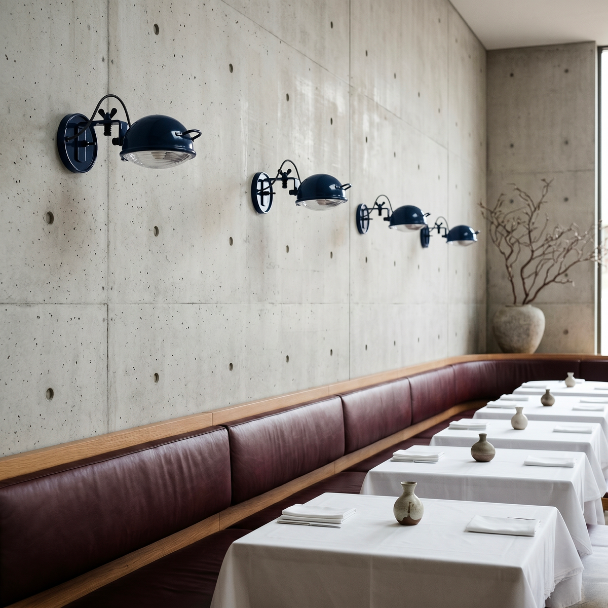 Applique Jeep bleu nuit en restaurant, design Cesare Leonardi & Franca Stagi | Antifer