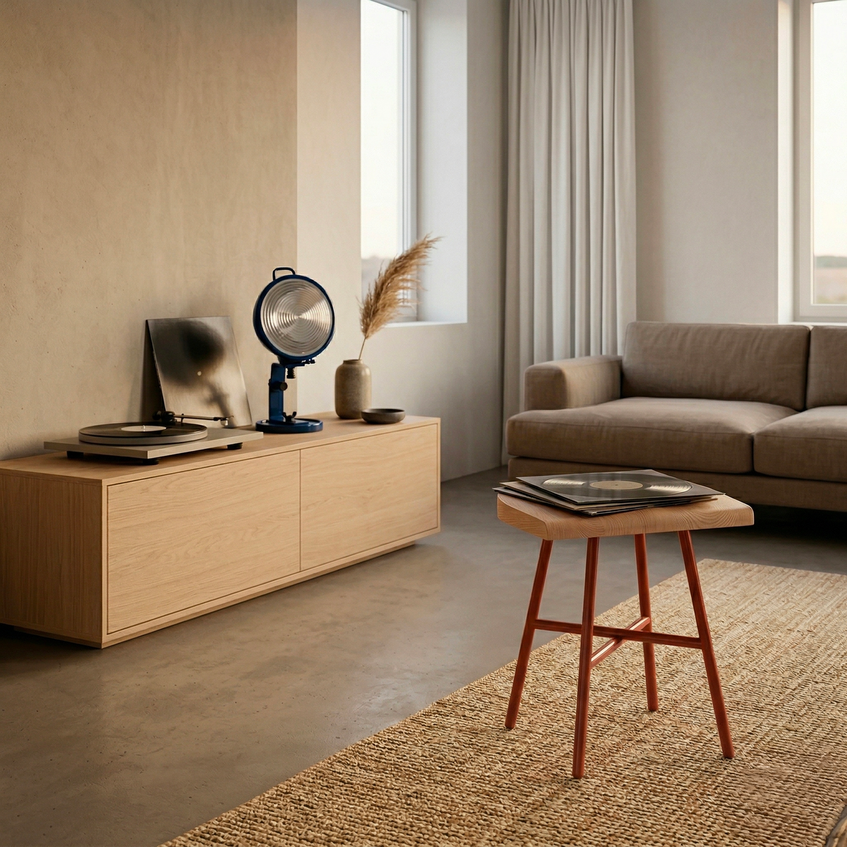 Lampe Jeep rouge aluminium en ambiance lifestyle — design Cesare Leonardi & Franca Stagi | Antifer