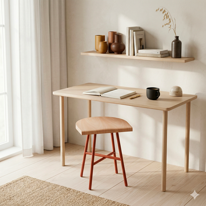 Tabouret Camarade près d'un bureau — hêtre massif et acier, design Big Game polyvalent | Antifer