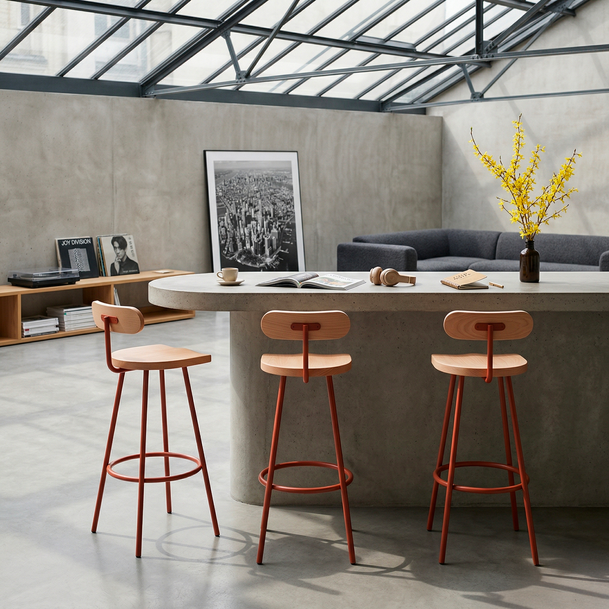 Tabouret haut Camarade - acier thermolaqué | Antifer