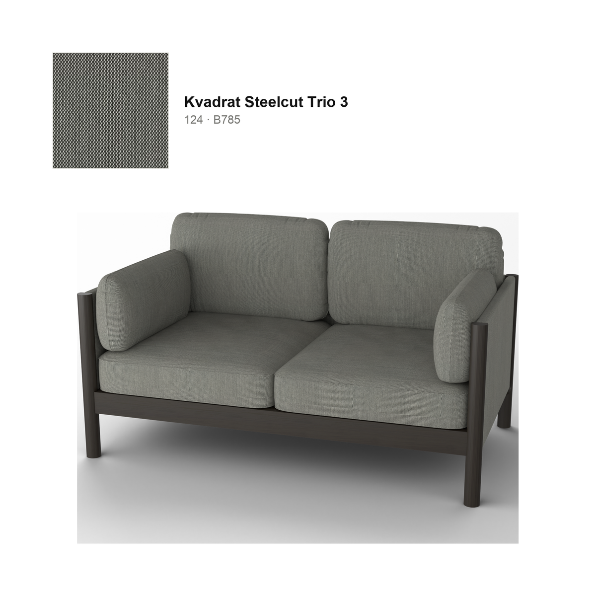Canapé Castor Lobby Plus 2 places en chêne teinté foncé, tissu Kvadrat Steelcut Trio 3 coloris 124 | Antifer