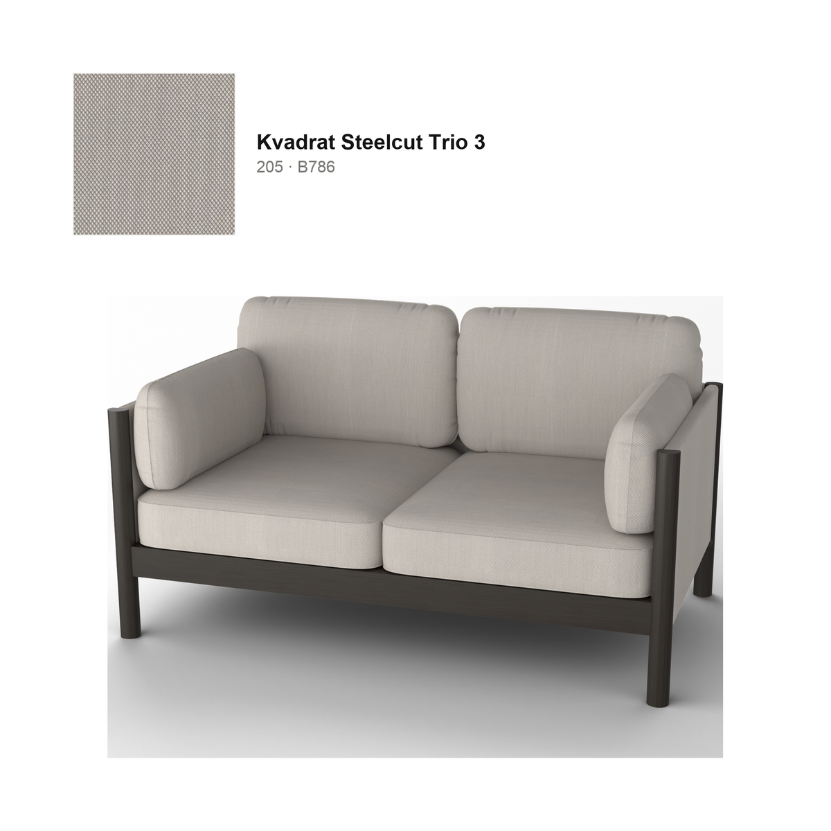 Canapé Castor Lobby Plus 2 places en chêne teinté foncé, tissu Kvadrat Steelcut Trio 3 coloris 205 | Antifer
