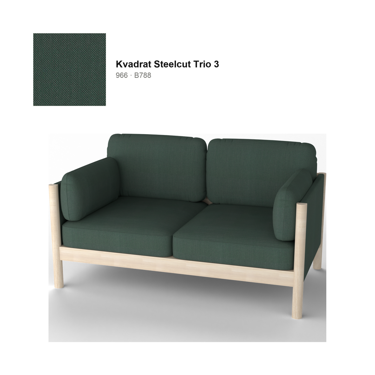 Canapé Castor Lobby Plus 2 places en chêne naturel, tissu Kvadrat Steelcut Trio 3 coloris 966 | Antifer