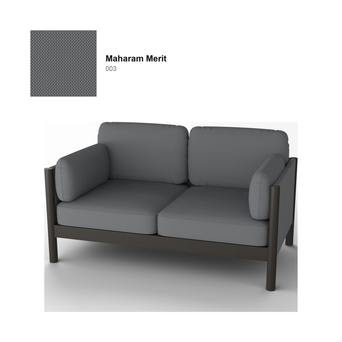 Canapé Castor Lobby Plus 2 places en chêne teinté foncé, tissu Maharam Merit coloris 003 | Antifer