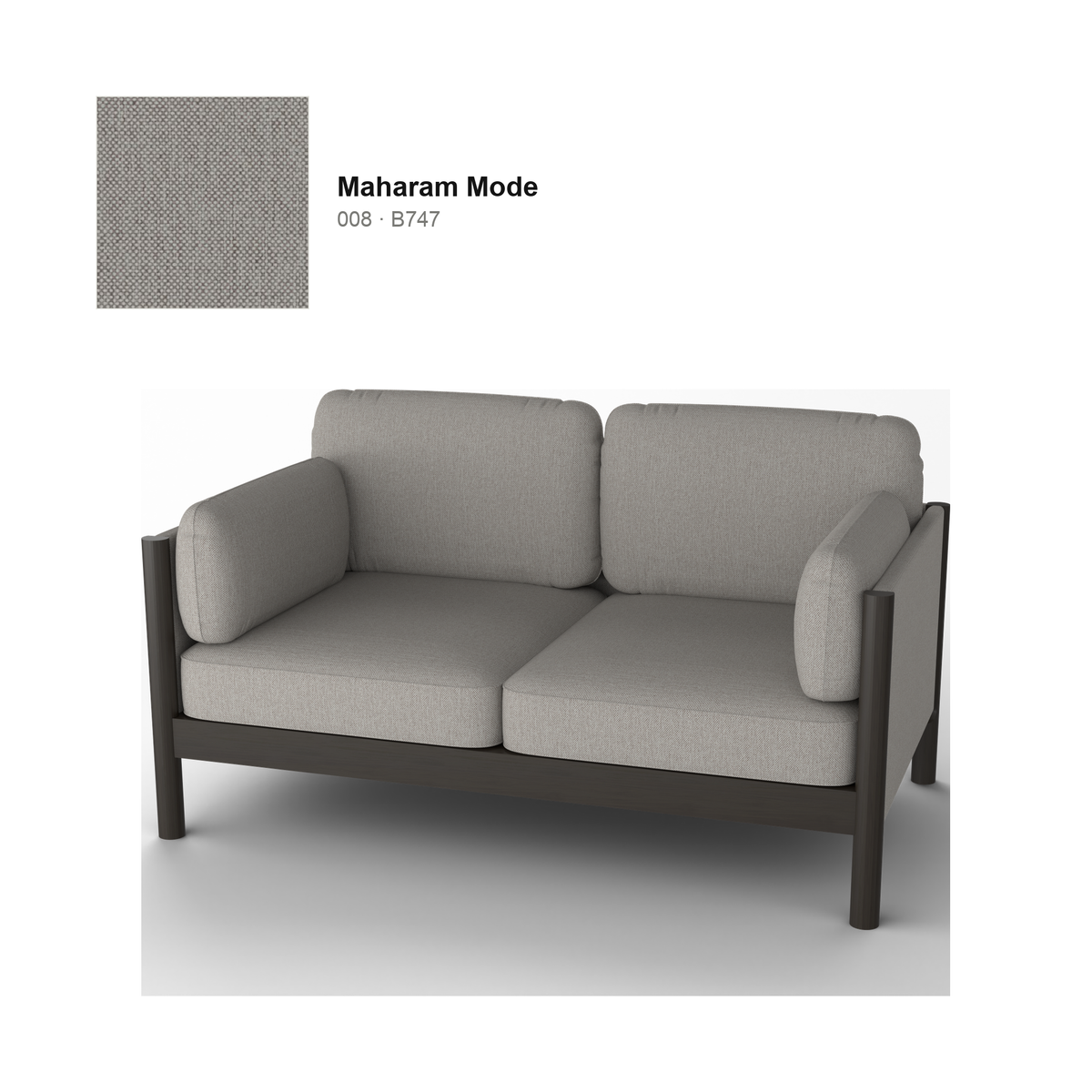 Canapé Castor Lobby Plus 2 places en chêne teinté foncé, tissu Maharam Mode coloris 008 | Antifer