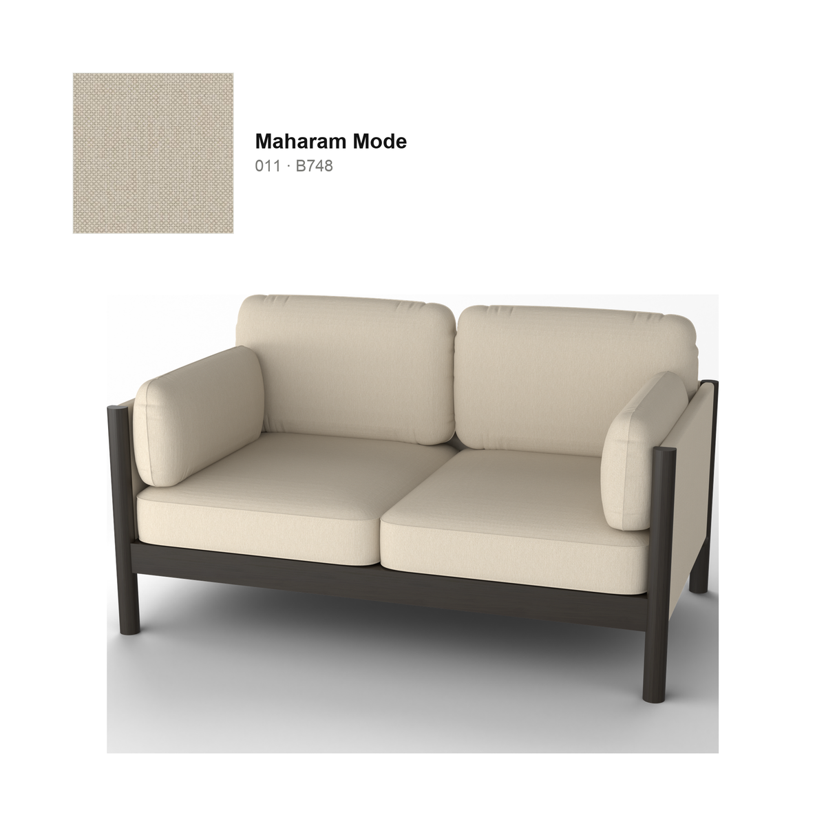 Canapé Castor Lobby Plus 2 places en chêne teinté foncé, tissu Maharam Mode coloris 011 | Antifer