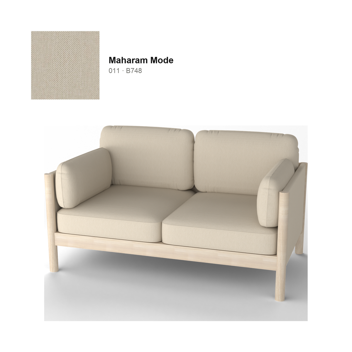 Canapé Castor Lobby Plus 2 places en chêne naturel, tissu Maharam Mode coloris 011 — Karimoku New Standard | Antifer