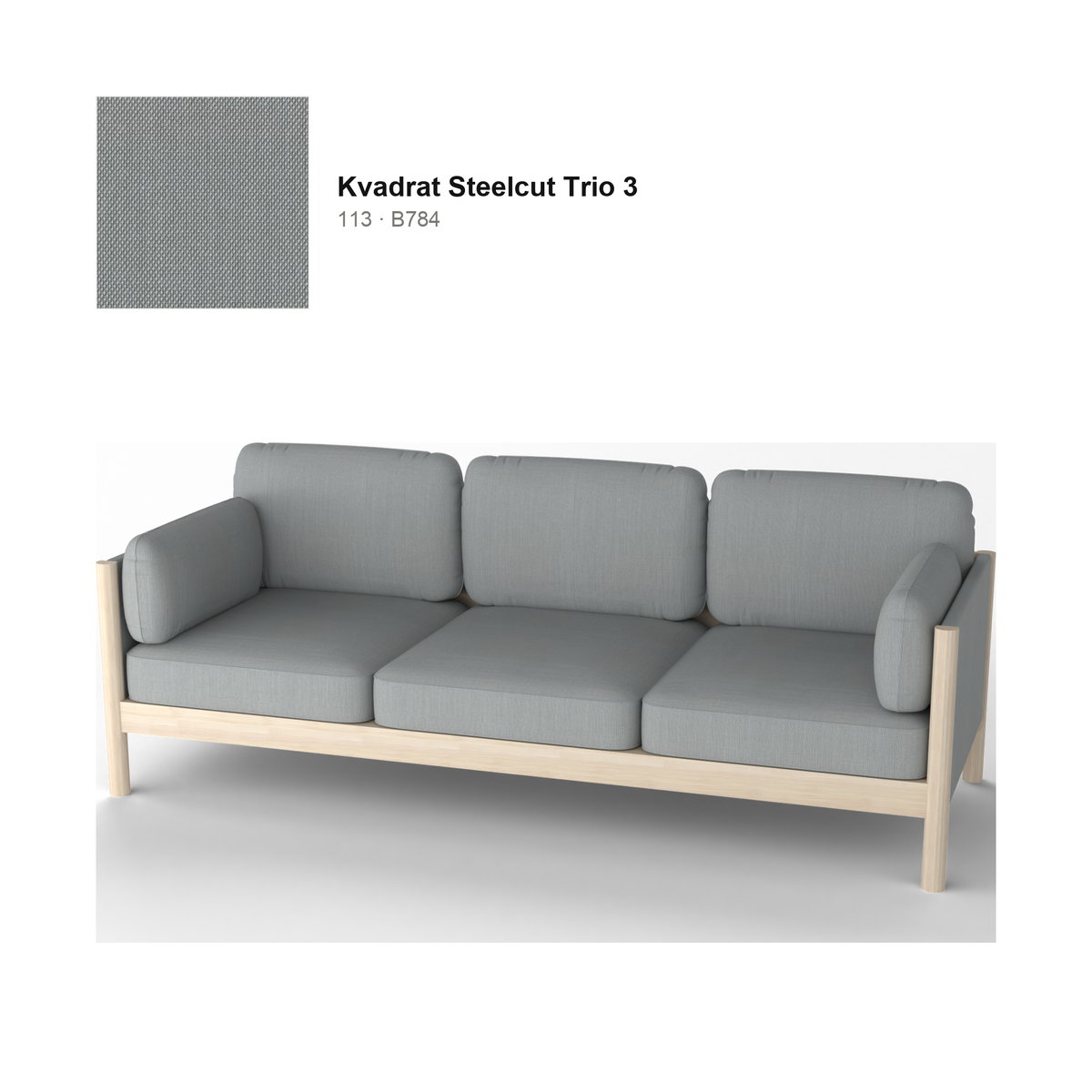 Canapé Castor Lobby Plus 3 places en chêne naturel, tissu Kvadrat Steelcut Trio 3 coloris 113 | Antifer