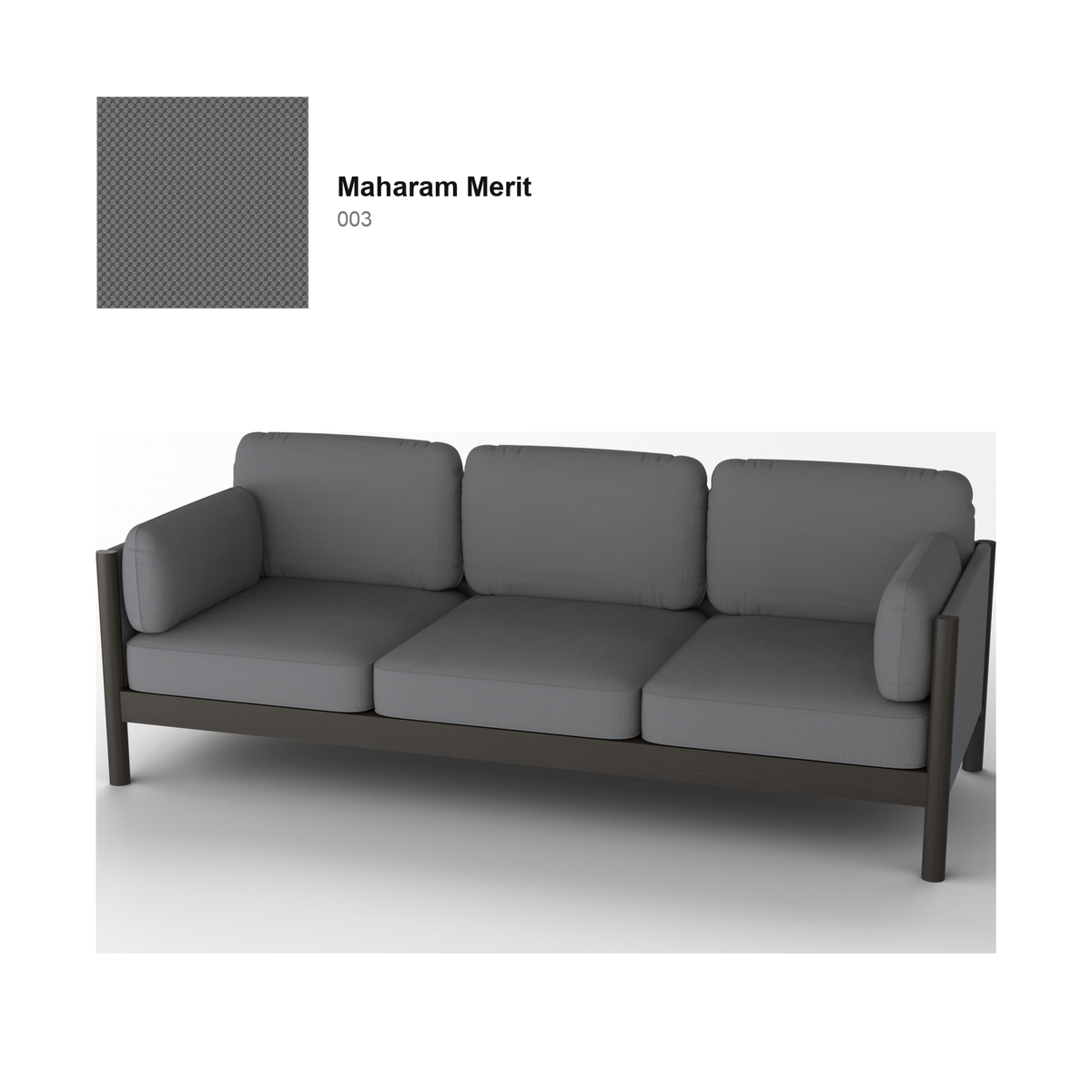 Canapé Castor Lobby Plus 3 places en chêne teinté foncé, tissu Maharam Merit coloris 003 | Antifer