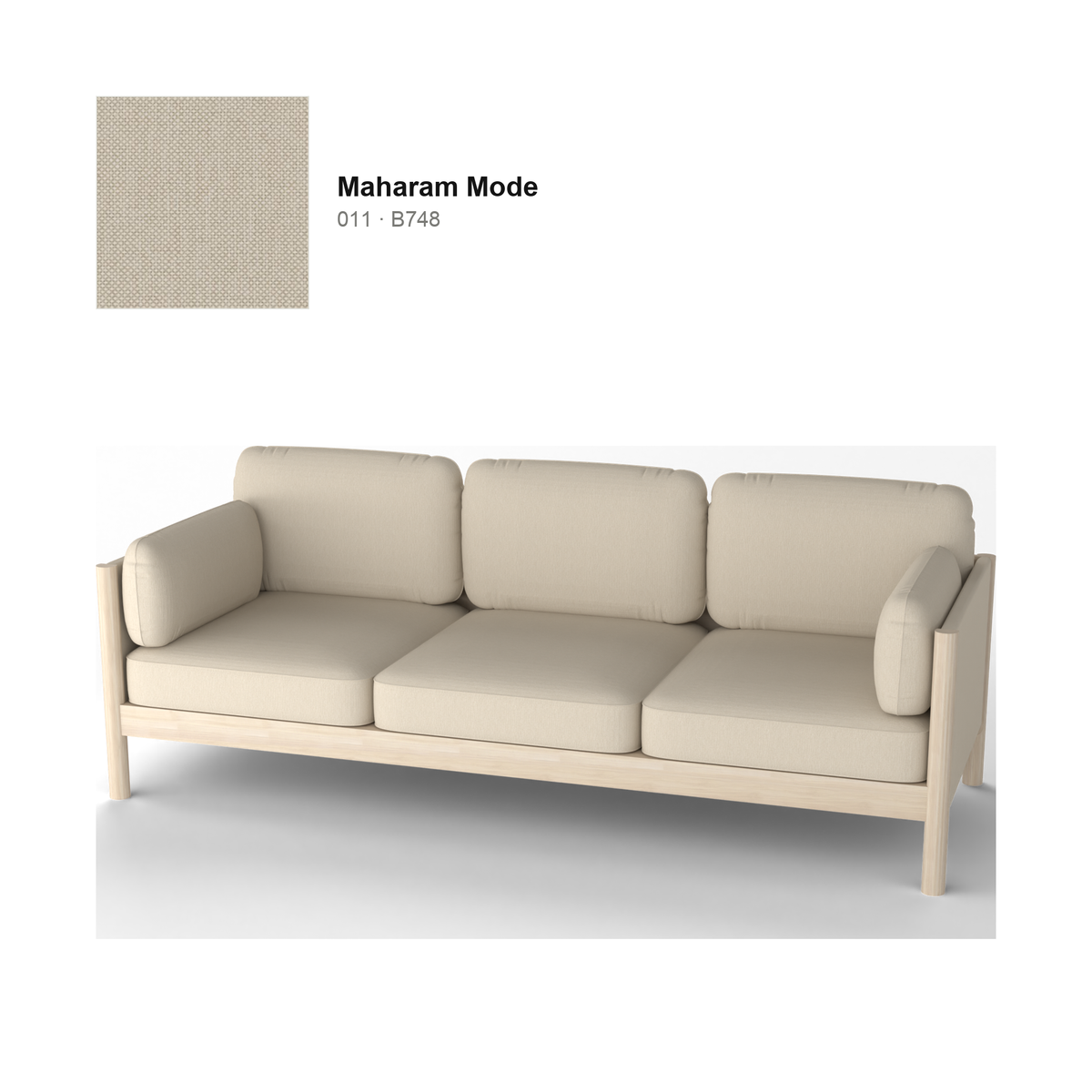 Canapé Castor Lobby Plus 3 places en chêne naturel, tissu Maharam Mode coloris 011 — Karimoku New Standard | Antifer