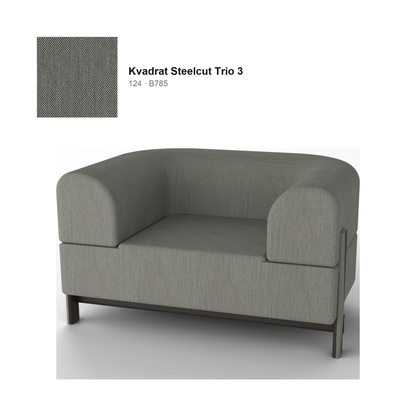 Fauteuil Elephant 1 place, piétement châtaignier noir, tissu Kvadrat Steelcut Trio 3 coloris 124 | Antifer