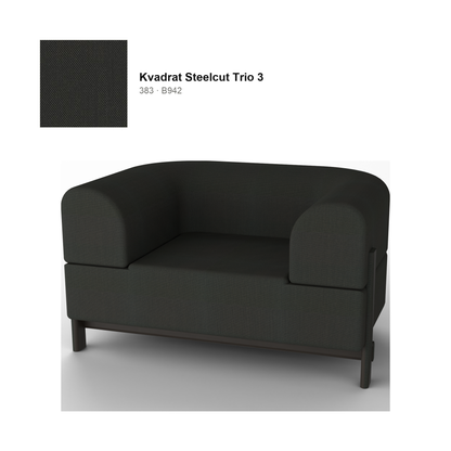 Fauteuil Elephant 1 place, piétement châtaignier noir, tissu Kvadrat Steelcut Trio 3 coloris 383 | Antifer