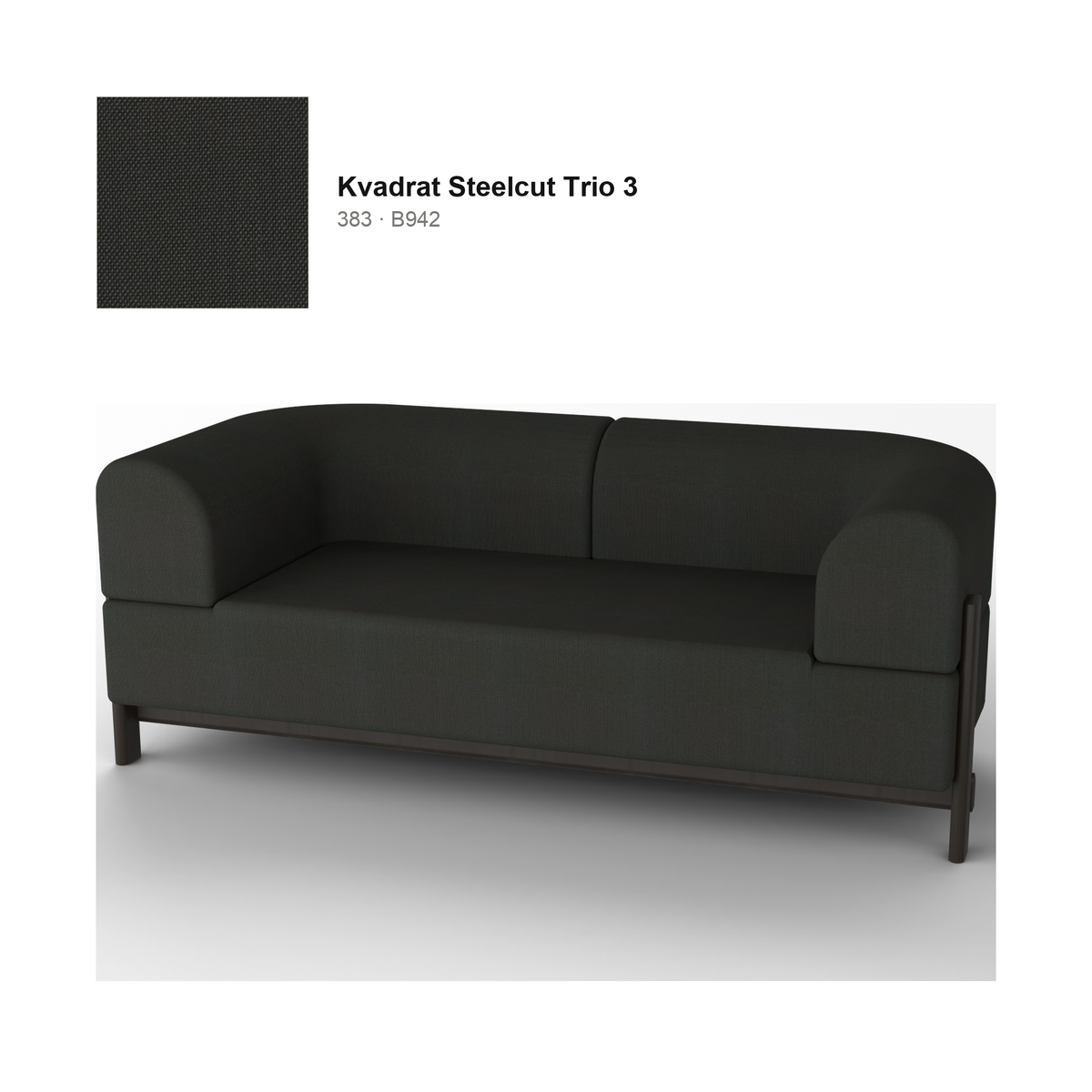 Canapé Elephant 2 places, piétement châtaignier noir, tissu Kvadrat Steelcut Trio 3 coloris 383 | Antifer