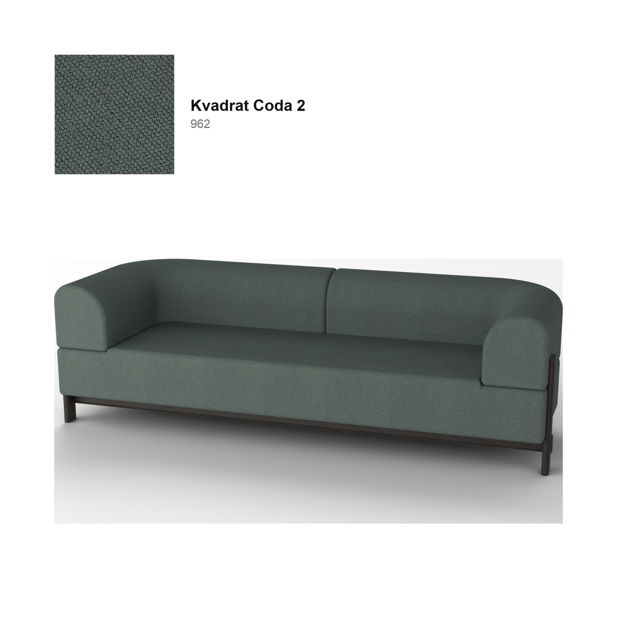 Canapé Elephant 3 places, piétement châtaignier noir, tissu Kvadrat Coda 2 coloris 962 | Antifer