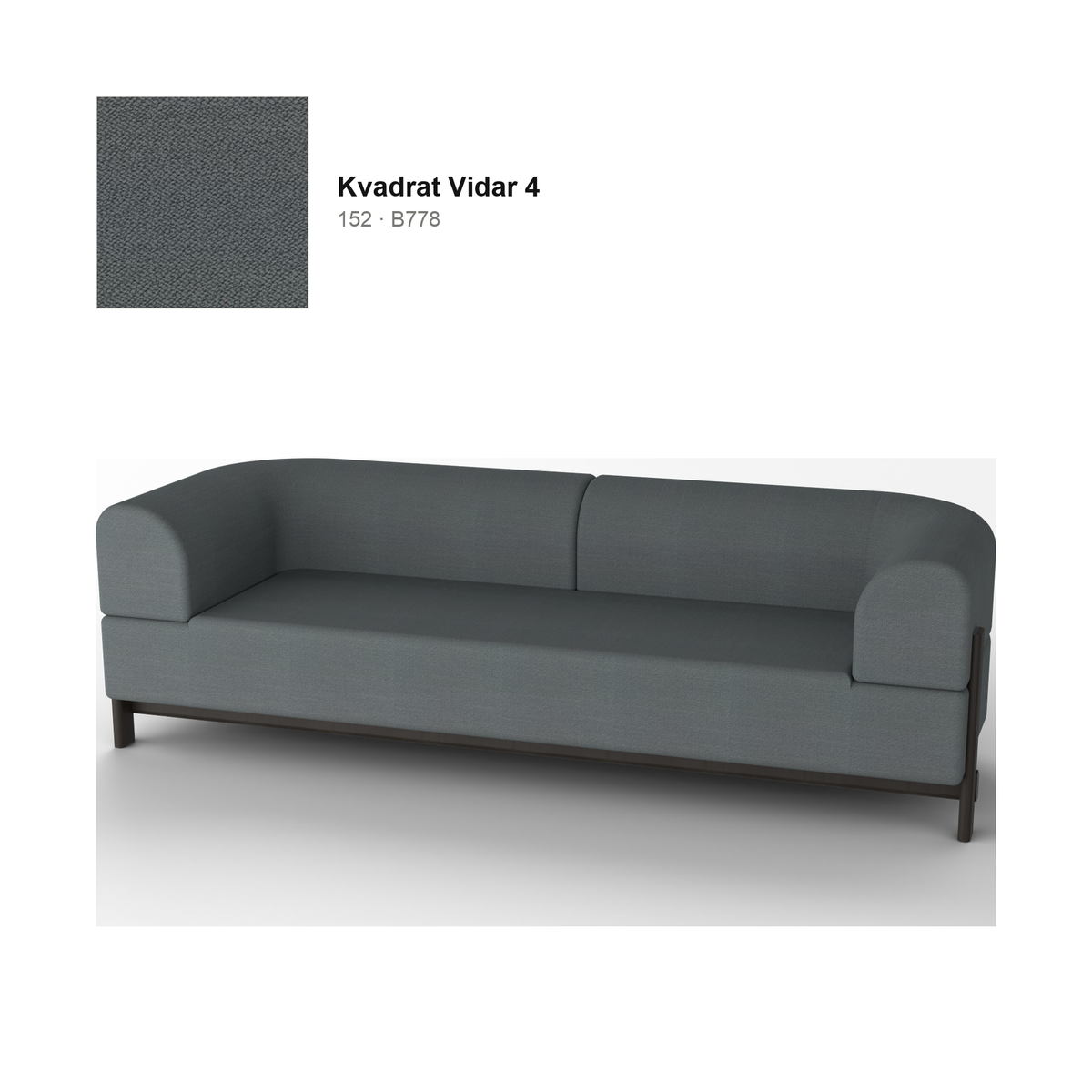 Canapé Elephant 3 places, piétement châtaignier noir, tissu Kvadrat Vidar 4 coloris 152 | Antifer