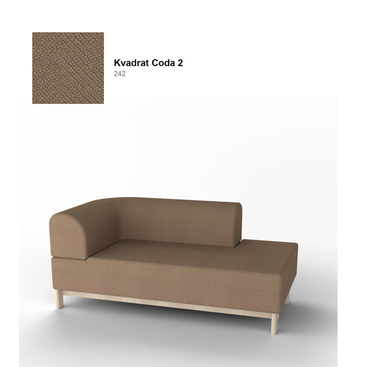 Méridienne Elephant gauche, piétement châtaignier naturel, tissu Kvadrat Coda 2 coloris 242 | Antifer