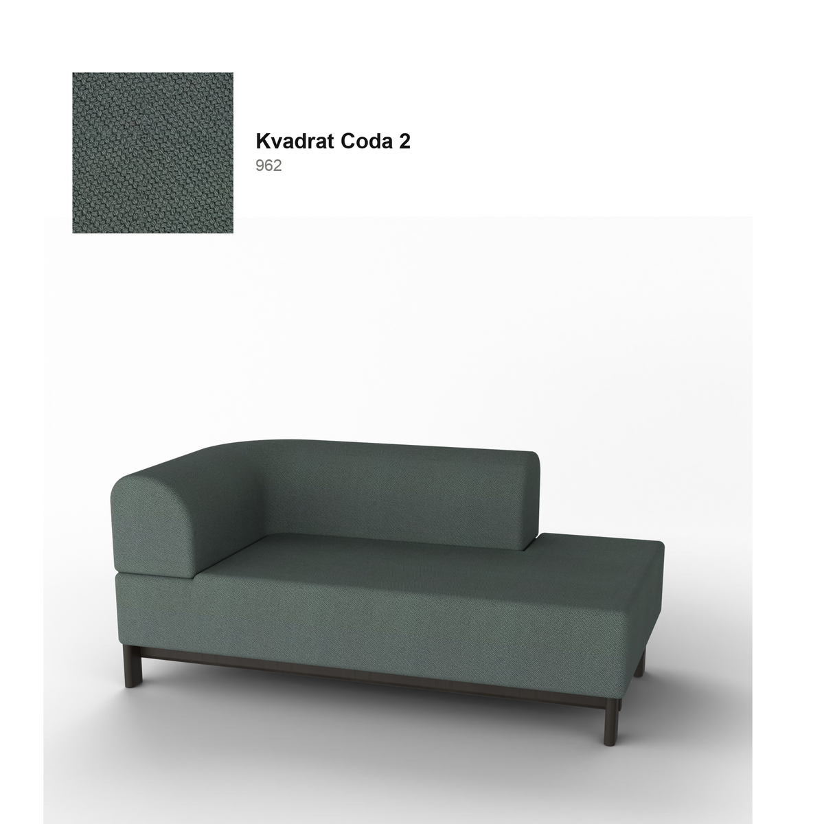 Méridienne Elephant gauche, piétement châtaignier noir, tissu Kvadrat Coda 2 coloris 962 | Antifer