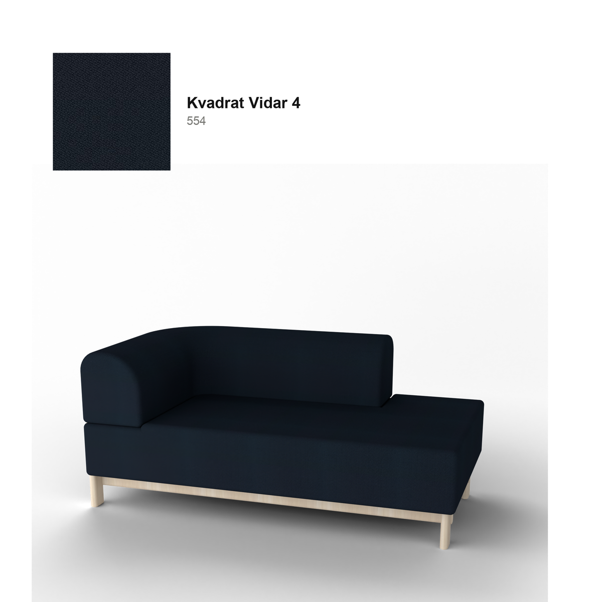 Méridienne Elephant gauche, piétement châtaignier naturel, tissu Kvadrat Vidar 4 coloris 554 | Antifer