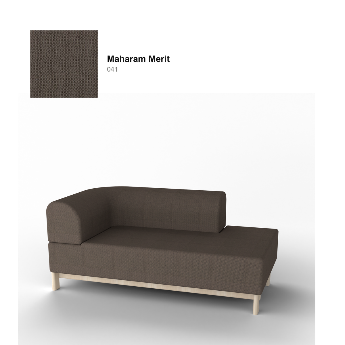 Méridienne Elephant gauche, piétement châtaignier naturel, tissu Maharam Merit coloris 041 | Antifer
