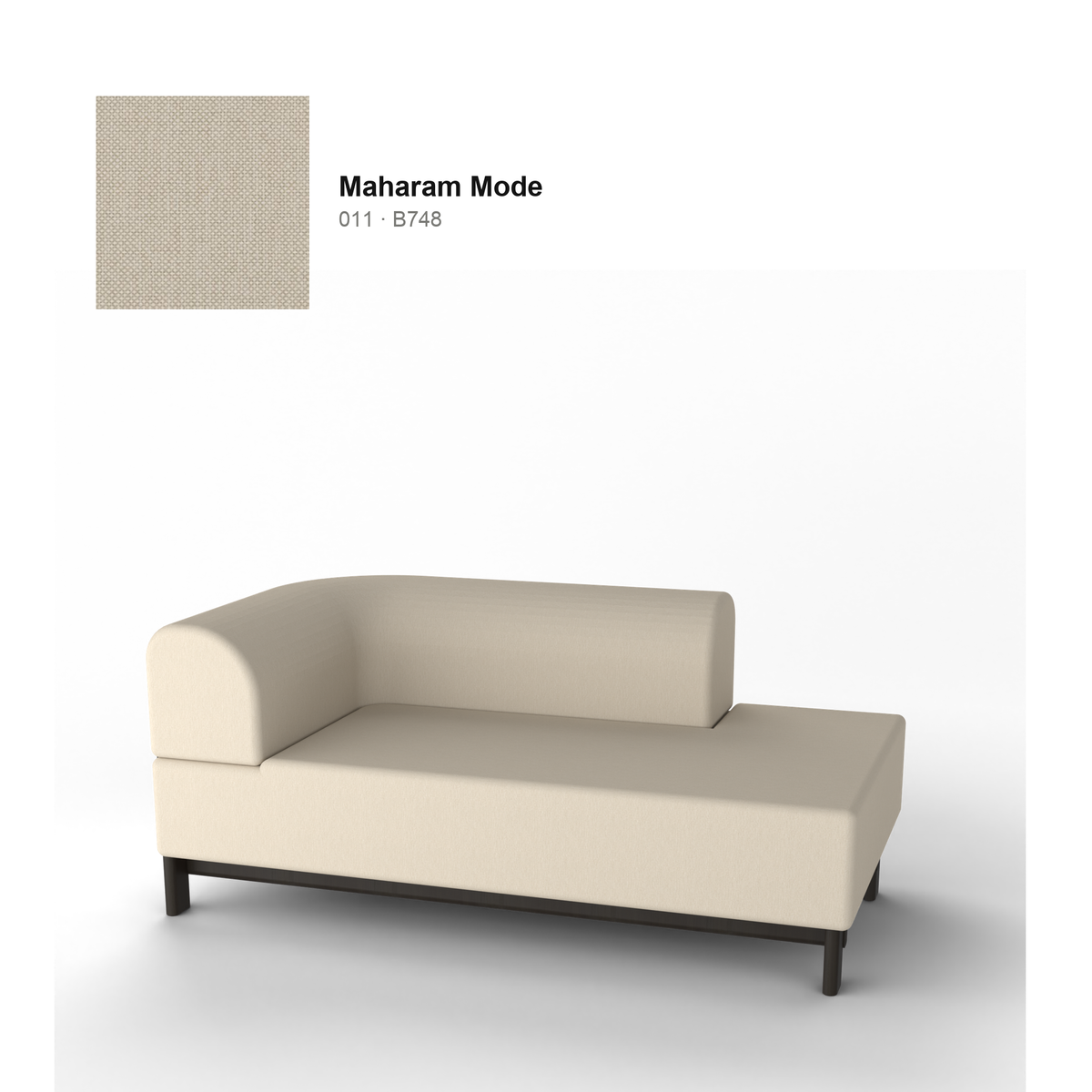 Méridienne Elephant gauche, piétement châtaignier noir, tissu Maharam Mode coloris 011 | Antifer