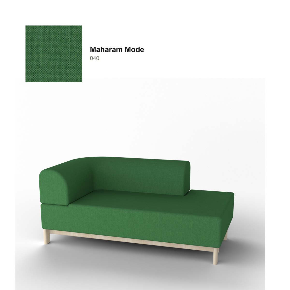 Méridienne Elephant gauche, piétement châtaignier naturel, tissu Maharam Mode coloris 040 | Antifer