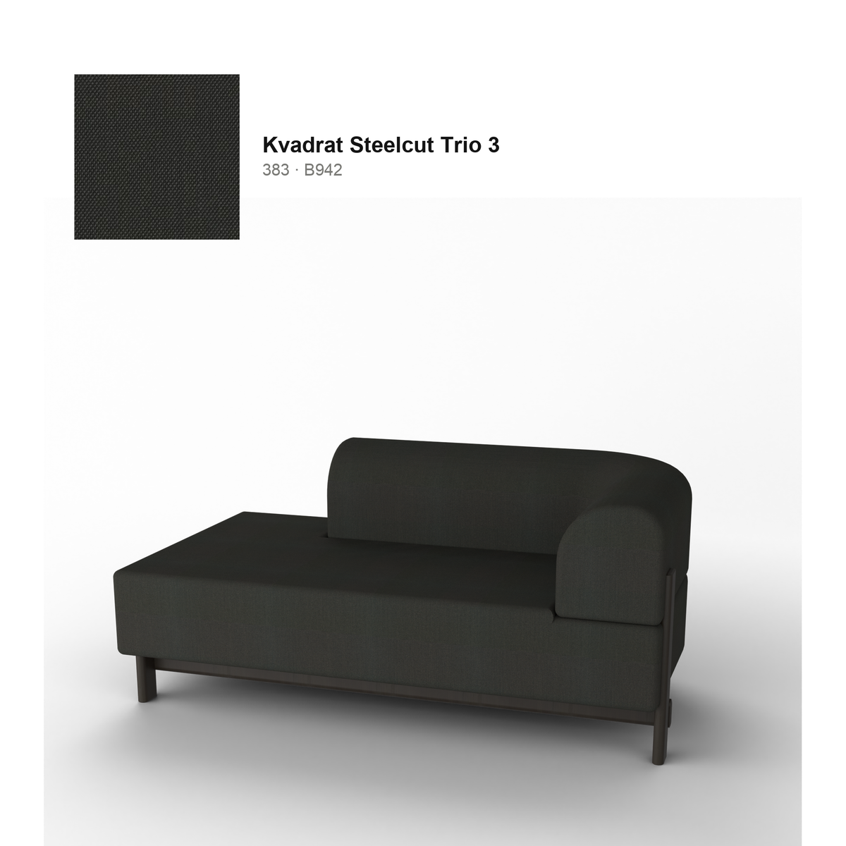 Méridienne Elephant droite, piétement châtaignier noir, tissu Kvadrat Steelcut Trio 3 coloris 383 | Antifer