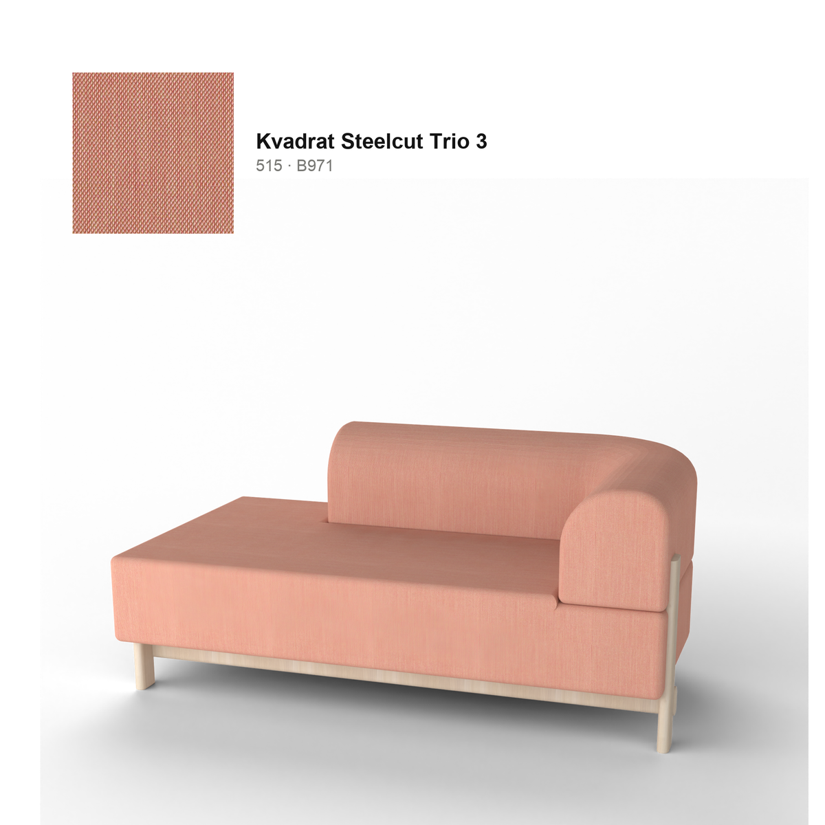 Méridienne Elephant droite, piétement châtaignier naturel, tissu Kvadrat Steelcut Trio 3 coloris 515 | Antifer